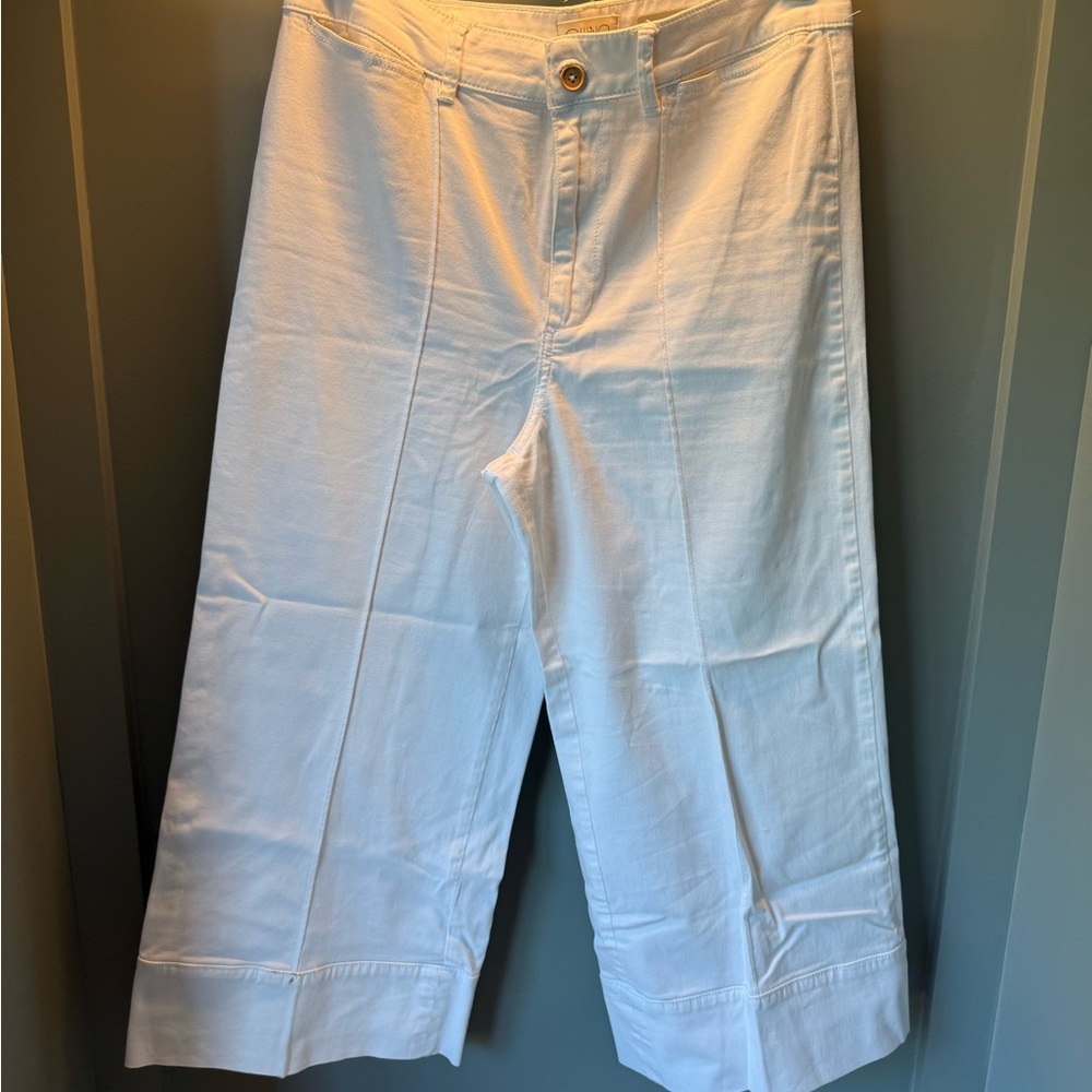 Anthropologie White Ankle Cropped Pants